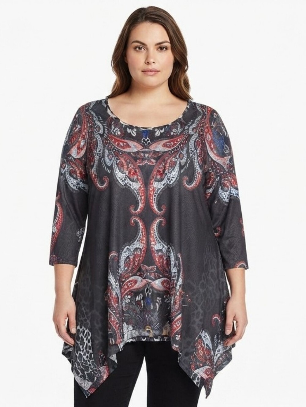 NWT White Mark Paisley Animal Print Tunic